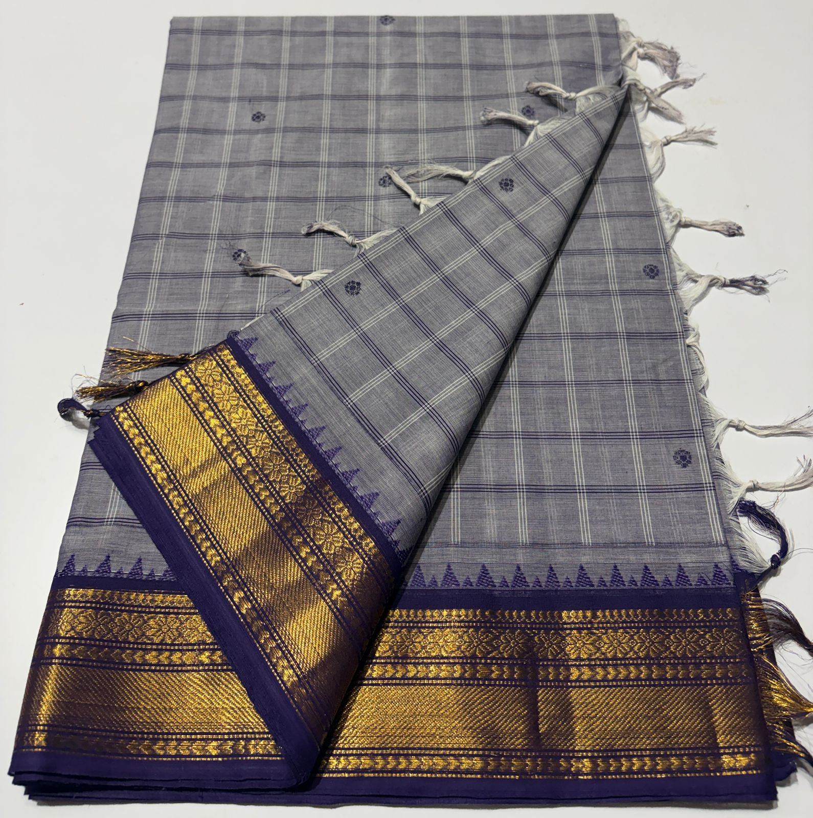 Chettinad Mangalagiri Cotton Saree with temple border Silks
